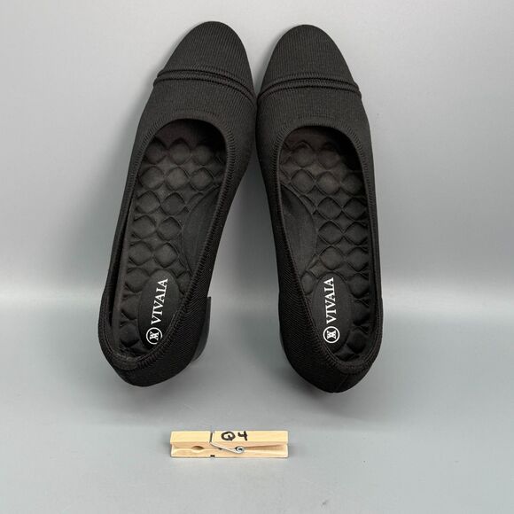 Vivaia Julie Arch Pro Women's 7 Black Knit Chunky Heels Slip On Almond-Toe - Picture 10 of 10